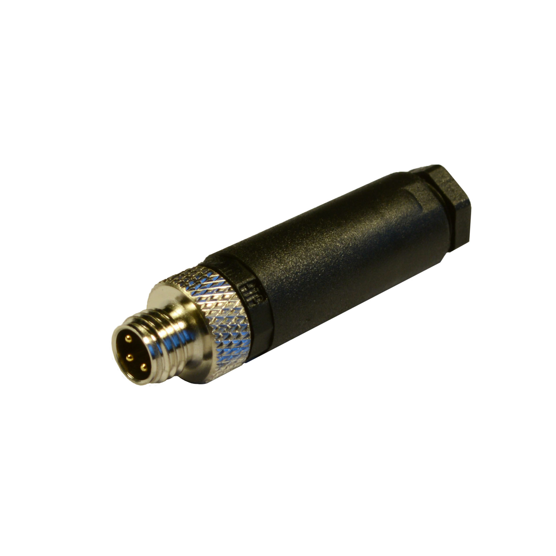 M8 field attachable,male,180°,3p.,with screw contacts